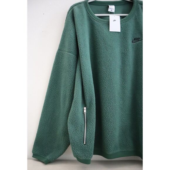 Nike FB8378-323 Men Sz 2XL Green Club Fleece Winterized Crew Neck Sweatshirt - Picture 6 of 11